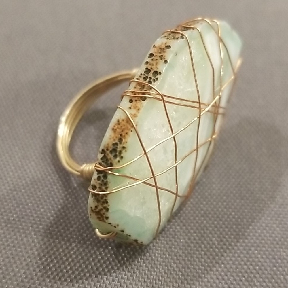 💕VANESSA MOONEY💕 Brazilian Agate Wire Wrap Ring